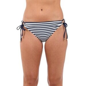 NWT La Blanca Side Tie Bikini Bottom Indigo Stripe Hipster Size 8